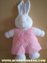 Doudou Lapin Klorane Blanc robe rose 