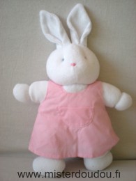 Doudou Lapin Klorane Blanc robe rose 