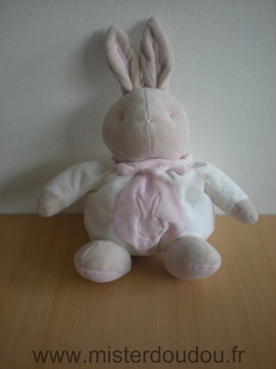 Doudou Lapin Klorane Blanc rose beige 