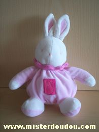 Doudou Lapin Klorane Blanc rose col rose 