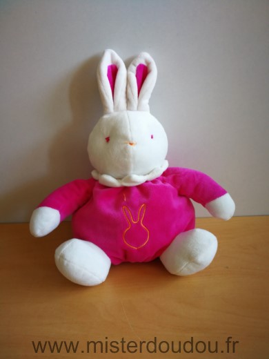 Doudou Lapin Klorane Blanc rose fushia 