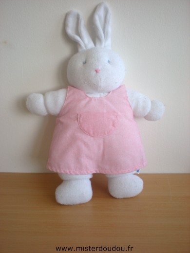 Doudou Lapin Klorane Blanc rose rose 