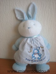 Doudou Lapin Klorane Bleu blanc tablier 