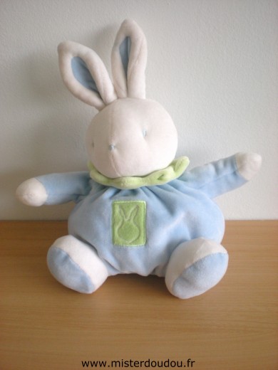 Doudou Lapin Klorane Bleu blanc vert 