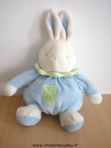 Doudou Lapin Klorane Bleu blanc vert 