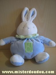 Doudou Lapin Klorane Bleu col vert 