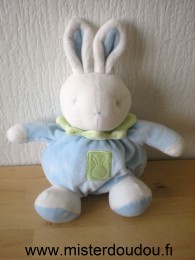 Doudou Lapin Klorane Bleu col vert 