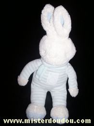 Doudou Lapin Klorane Bleu rayé blanc 