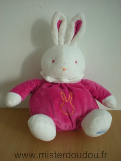 Doudou Lapin Klorane Fushia blanc 