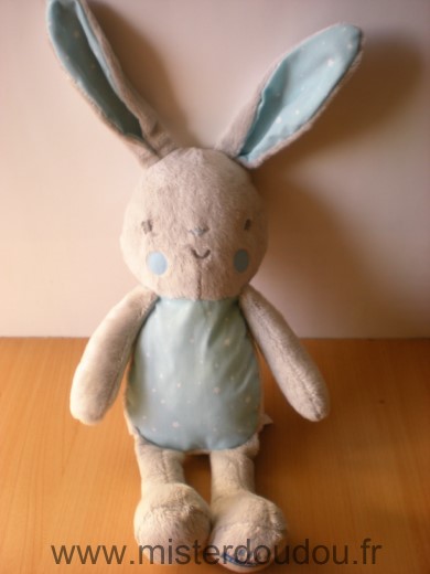 Doudou Lapin Klorane Gris bleu etoiles blanches 