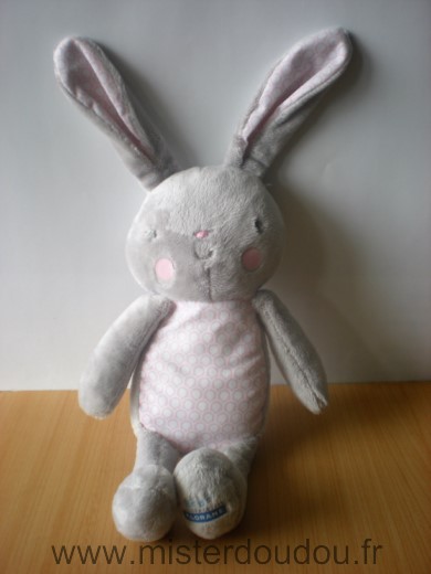 Doudou Lapin Klorane Gris rose 