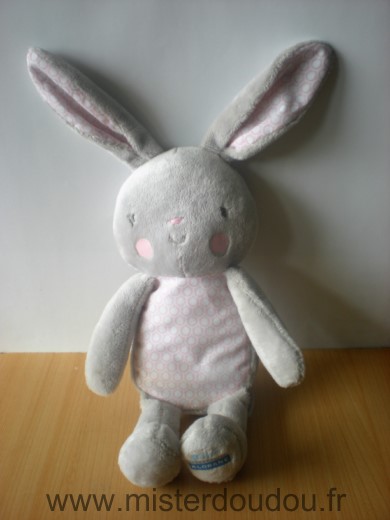 Doudou Lapin Klorane Gris rose 