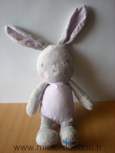 Doudou Lapin Klorane Gris rose etoiles 