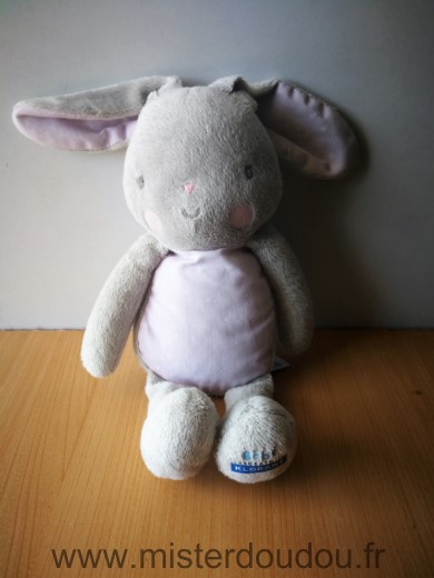 Doudou Lapin Klorane Gris rose etoiles 