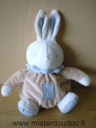 Doudou Lapin Klorane Marron bleu blanc 