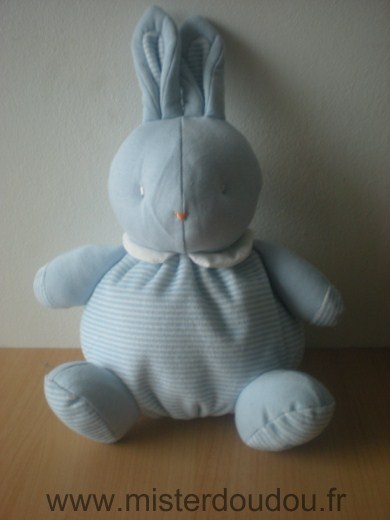 Doudou Lapin Klorane Rayé bleu blanc 