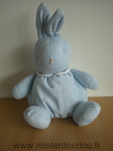 Doudou Lapin Klorane Raye bleu blanc 