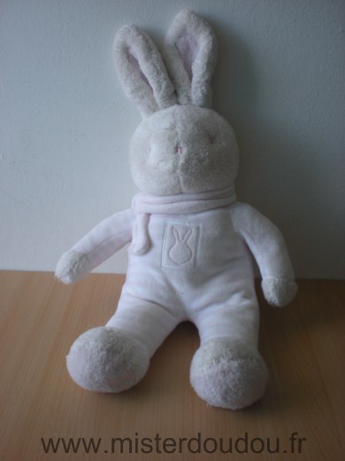 Doudou Lapin Klorane Rayé rose blanc 