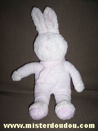 Doudou Lapin Klorane Rayé rose et blanc 