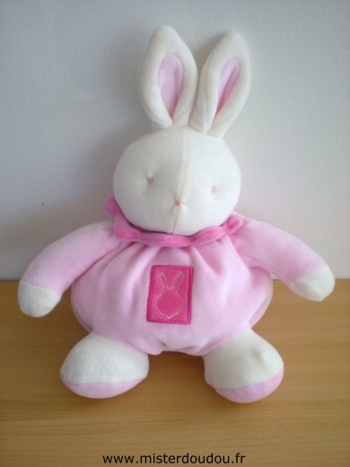 Doudou Lapin Klorane Rose blanc 