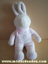 Doudou Lapin Klorane Rose blanc écharpe rose 