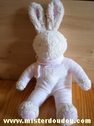 Doudou Lapin Klorane Rose blanc echarpe rose 