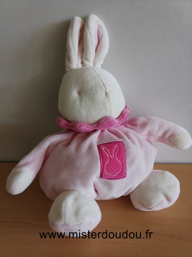 Doudou Lapin Klorane Rose blanc rose fushia 