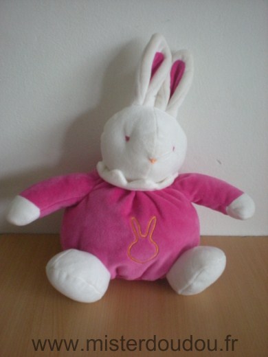 Doudou Lapin Klorane Rose fushia blanc 