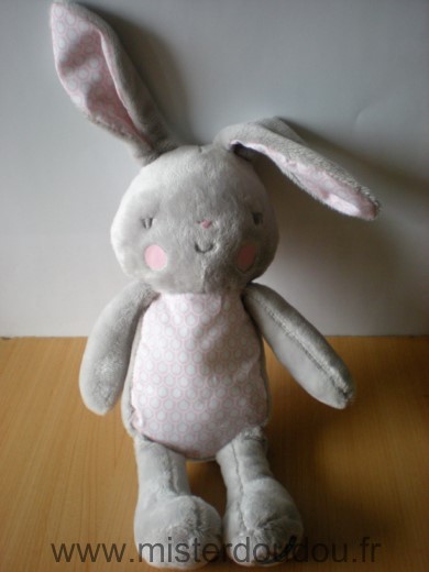 Doudou Lapin Klorane Rose gris 