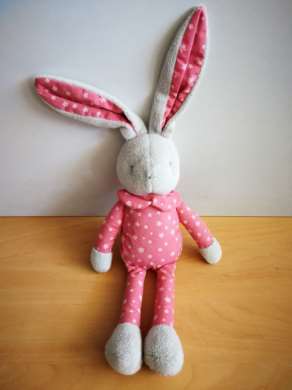 Doudou Lapin Klorane Rose gris etoiles 