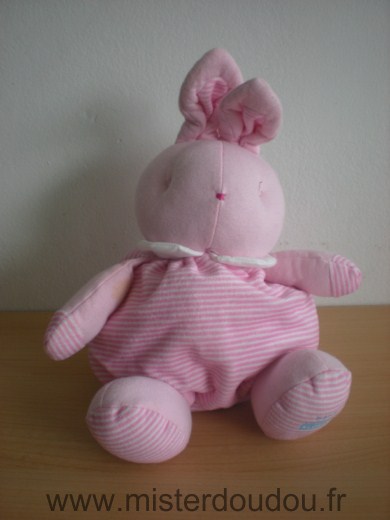 Doudou Lapin Klorane Rose rayé 