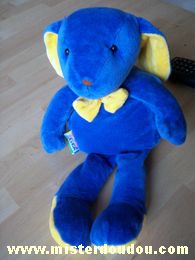 Doudou Lapin Ks kids Bleu  jaune 