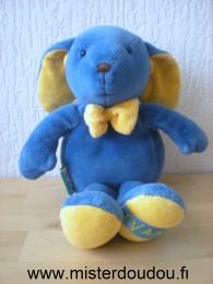 Doudou Lapin Ks kids Bleu jaune 