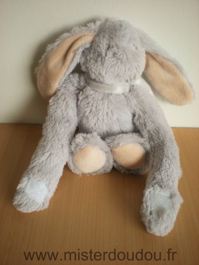 Doudou Lapin La maison de lilo Mon toudou gris rose scratch aux mains 