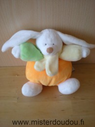 Doudou Lapin Lascar Orange blanc vert jaune 