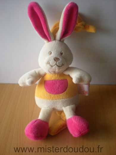 Doudou Lapin Les maternelles Jaune rose 