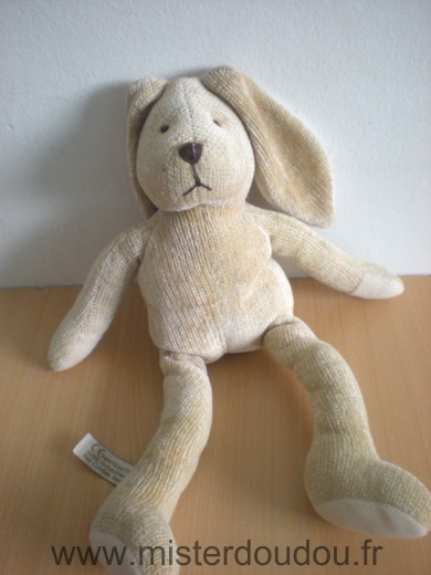 Doudou Lapin Les petites marie Beige tricot 