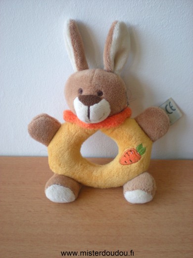 Doudou Lapin Lgri Beige orange avec carotte brodée 