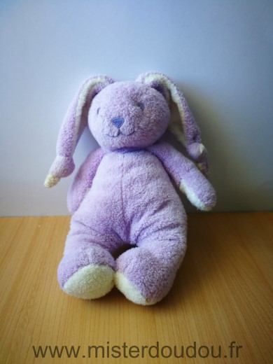 Doudou Lapin Lgri Mauve blanc 