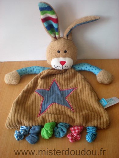 Doudou Lapin Lief Marron etoile bleue 