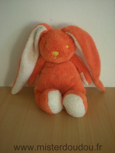 Doudou Lapin Logitoys Blanc orange 