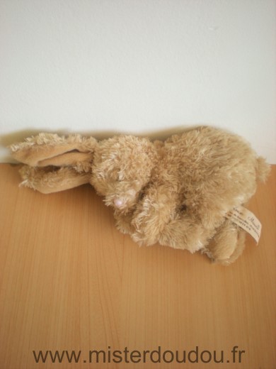 Doudou Lapin Louise mansen Lapin qui dort beige oreilles rigides 