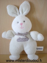 Doudou Lapin Luminou Blanc Phosphorescent dans le noir