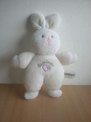 Doudou Lapin Luminou Blanc phosphoresent 