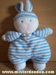 Doudou Lapin Luminou Bleu rayé blanc Quelques bouloches