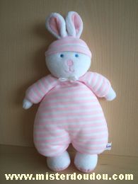 Doudou Lapin Luminou Rayé blanc rose 