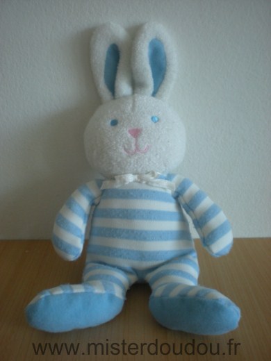 Doudou Lapin Luminou Raye bleu blanc 