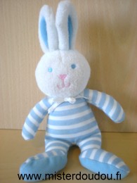 Doudou Lapin Luminou Rayé bleu blanc 