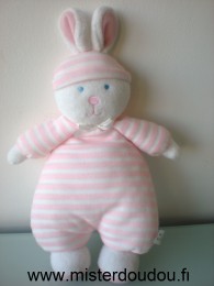 Doudou Lapin Luminou Rayé rose blanc 