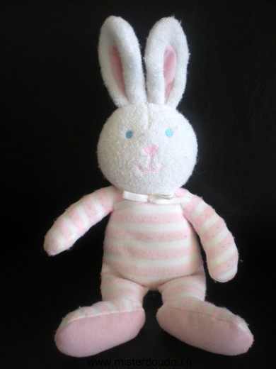 Doudou Lapin Luminou Rayé rose blanc Quelques bouloches